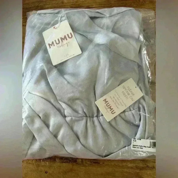 Show Me Your Mumu Samantha Dress ~ Silver Luxe Satin ~ large ~NEW IN POLY! - Picture 5 of 7